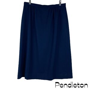 Pendleton Navy 100% Wool Midi Skirt Vintage Size 16